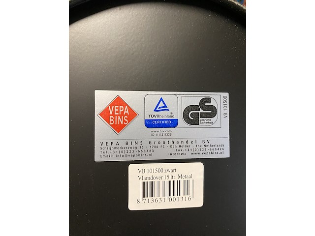 Ca. 21x vlam dovende afvalbakken 15 liter rond - afbeelding 5 van  5