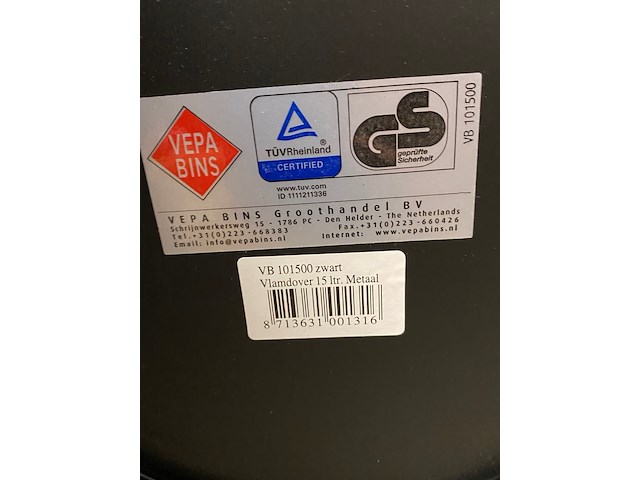 Ca. 21x vlam dovende afvalbakken 15 liter rond - afbeelding 5 van  6