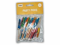 Ca. 22x cocktailprikkers paraplu tropical, diverse kleuren, 24 stuks per verpakking
