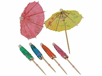 Ca. 22x cocktailprikkers paraplu tropical, diverse kleuren, 24 stuks per verpakking - afbeelding 2 van  2
