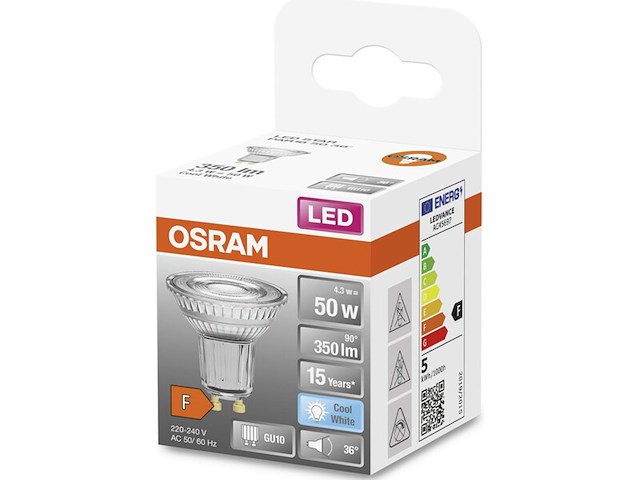 Ca. 22x led lamp energielabel f reflector 4.5w osram, gu10, koudwit - afbeelding 1 van  2