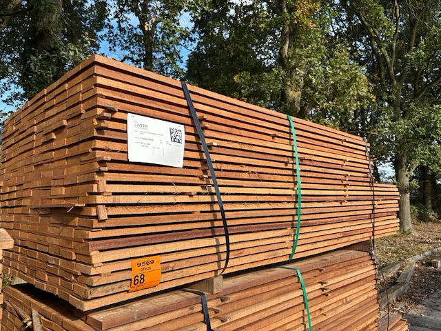 Ca. 230x guyana teak beschoeiingsplanken, 20x100mm, lengte 108/200cm, 122/250cm - afbeelding 4 van  4