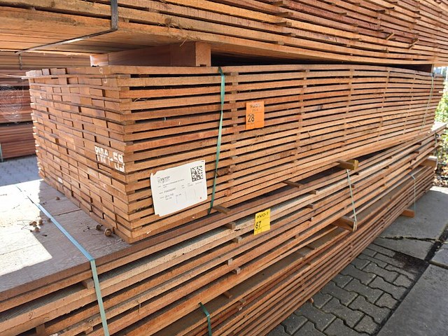 Ca. 230x guyana teak beschoeiingsplanken, 20x100mm, lengte 182/300cm, 48/350cm - afbeelding 4 van  4