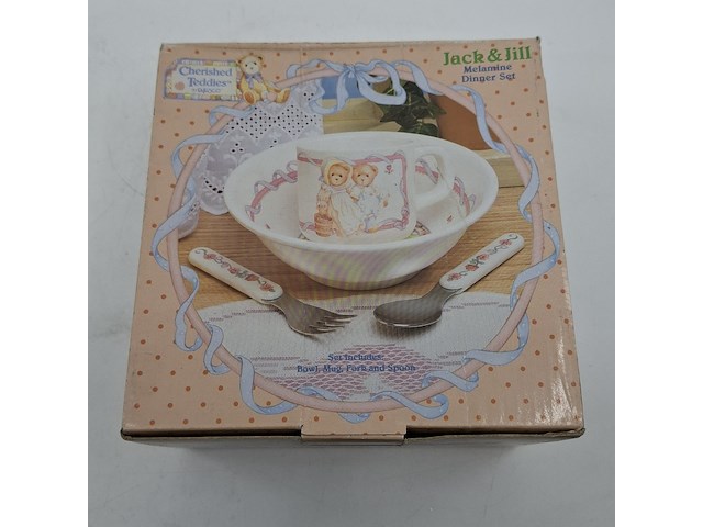 Ca. 23x kinder servies set, cherished teddies, jack & jill melamine dinner set - afbeelding 7 van  7