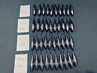 Ca. 240x karperlood / karpergewichten met wartel, 30-160 gr
