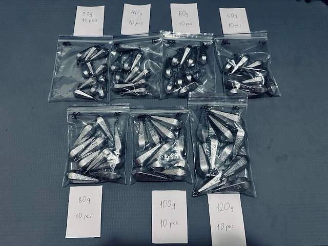 Ca. 240x karperlood / karpergewichten met wartel, 30-160 gr - afbeelding 6 van  6