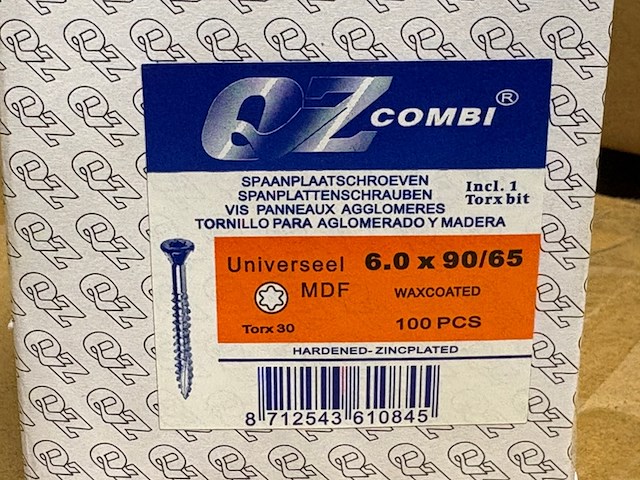 Ca. 24x 100 pack spaanplaatschroeven qz-combi, 6x90/65 - afbeelding 2 van  3