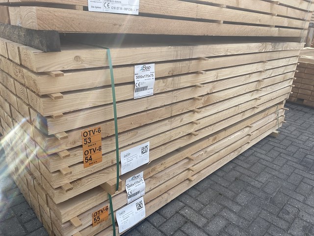 Ca. 24x douglas balken fijnbezaagd, 75x175mm, lengte 300cm - afbeelding 4 van  4
