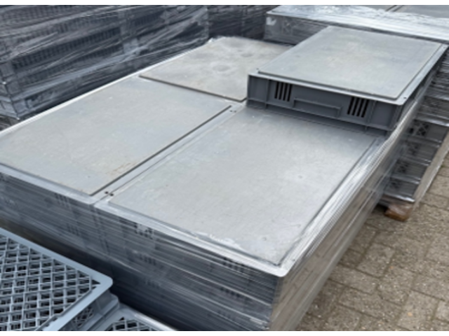 Ca. 2500x stapelbare kratten, 60x40 cm, grijs / chroom - afbeelding 2 van  13