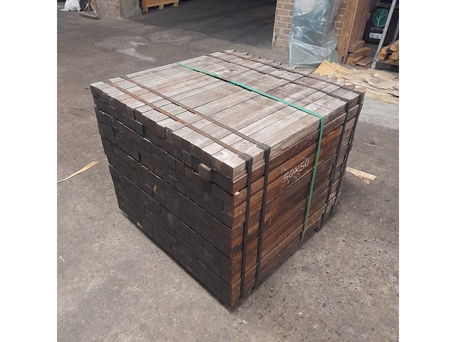Ca. 252x hardhouten paal, 5 x 5 x 100 cm - afbeelding 3 van  4