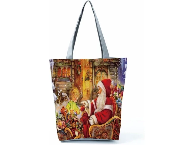 Ca. 25x kerst shopper tas, diverse kleuren, 40 x 37 x 37 cm - afbeelding 1 van  3