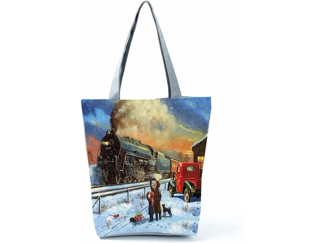 Ca. 25x kerst shopper tas, diverse kleuren, 40 x 37 x 37 cm - afbeelding 2 van  3