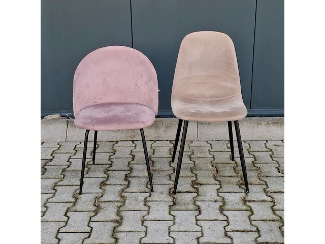 Ca. 25x velvet horecastoelen – roze & beige/grijs - afbeelding 3 van  8