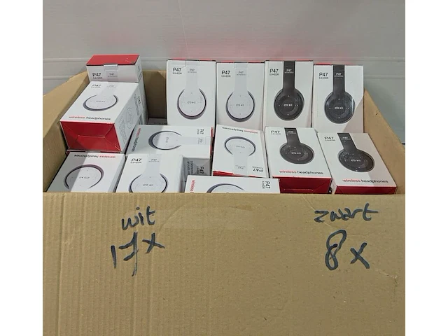 Ca. 25x wireless koptelefoons, wit en zwart - afbeelding 1 van  1