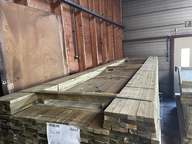 Ca. 264x vuren panlatten geschaafd/geïmpregneerd, 21x36mm, lengte 390cm - afbeelding 1 van  3