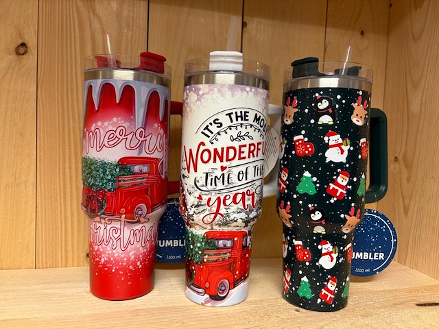 Ca. 26x thermosbeker 1100ml tumbler, kerst, mixpartij - afbeelding 1 van  2