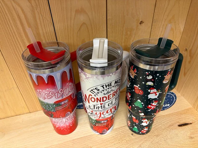 Ca. 26x thermosbeker 1100ml tumbler, kerst, mixpartij - afbeelding 2 van  2