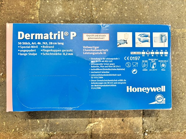 Ca. 27x dozen wegwerphandschoenen, honeywell kcl dermatril® p, chemisch bestendige nitril handschoenen - afbeelding 2 van  4
