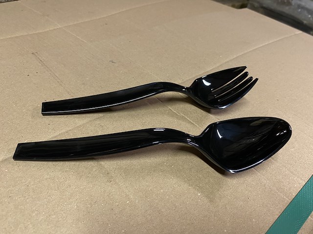 Ca. 2880x luxe grote serveervorken en lepels, zwart - afbeelding 3 van  3