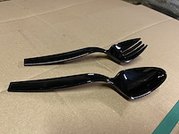 Ca. 2880x luxe grote serveervorken en lepels, zwart - afbeelding 3 van  3