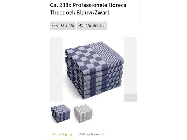 Ca. 288x professionele horeca theedoek, blauw / zwart - afbeelding 1 van  1