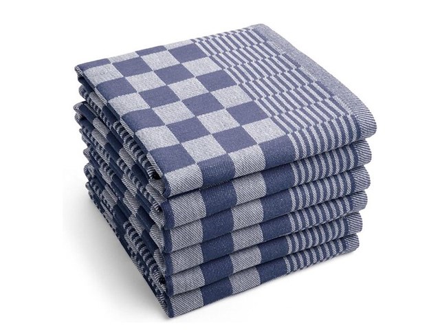 Ca. 288x professionele horeca theedoek blauw/zwart - afbeelding 1 van  2