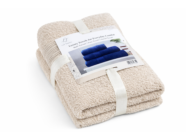 Ca. 28x handdoeken set 3-delig, lux-towels, 3-delig 600gsm, beige - afbeelding 1 van  3