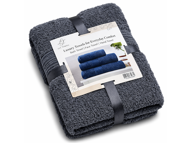Ca. 28x handdoeken set 3-delig, lux-towels, 3-delig 600gsm, donker grijs - afbeelding 1 van  3