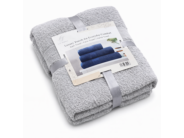 Ca. 28x handdoeken set 3-delig, lux-towels, 3-delig 600gsm, licht grijs - afbeelding 1 van  3