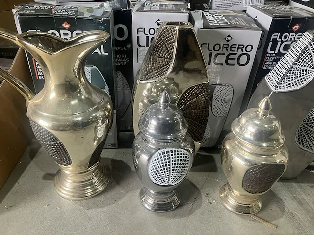 Ca. 28x potten en vazen, tibor liceo, goud/zilver - afbeelding 2 van  7