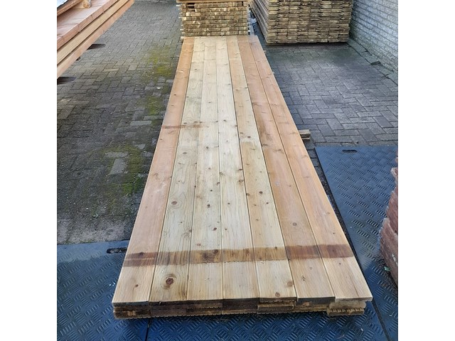 Ca. 28x vlonderplank, geïmpregneerd vurenhout 2,8 x 14,5 x 420 cm - afbeelding 1 van  5