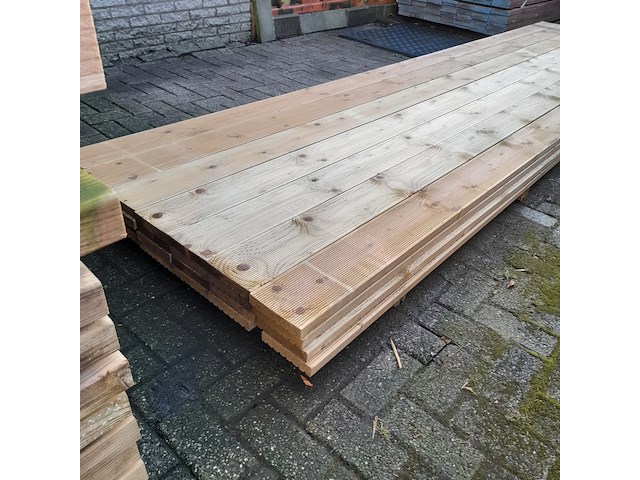 Ca. 28x vlonderplank, geïmpregneerd vurenhout 2,8 x 14,5 x 420 cm - afbeelding 3 van  5
