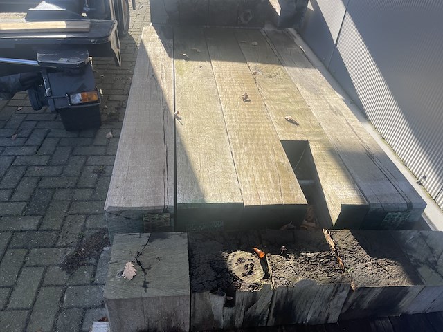 Ca. 2x guyana teak dragline schotten, 20x100mm, lengte 1/170cm, 1/180cm - afbeelding 1 van  3