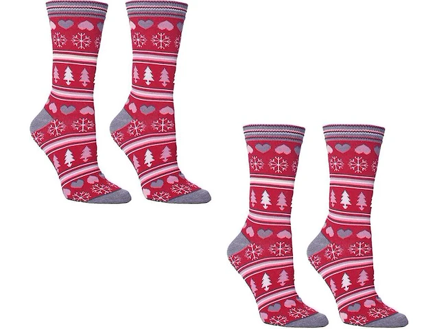 Ca. 30x dames kerstsokken, rood, grijs, roze, wit, 37 - 42 - afbeelding 1 van  1