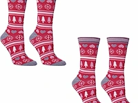 Ca. 30x dames kerstsokken, rood, grijs, roze, wit, 37 - 42