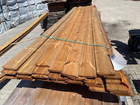 Ca. 30x grenen channelsiding bruin geïmpregneerd, 18x140mm, lengte 420cm - afbeelding 1 van  3