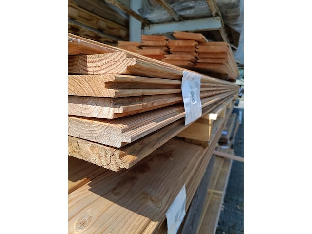 Ca. 31x douglas blokhutprofiel 500 cm lang, blank - afbeelding 2 van  3