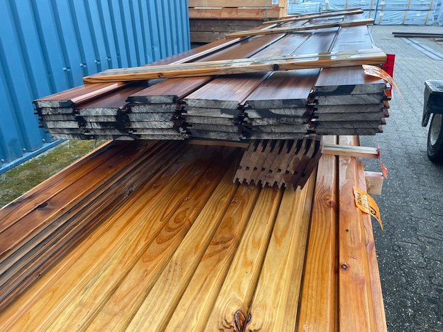 Ca. 33x thermo ayous planken geschaafd, 18x143mm, lengte 395cm - afbeelding 3 van  3