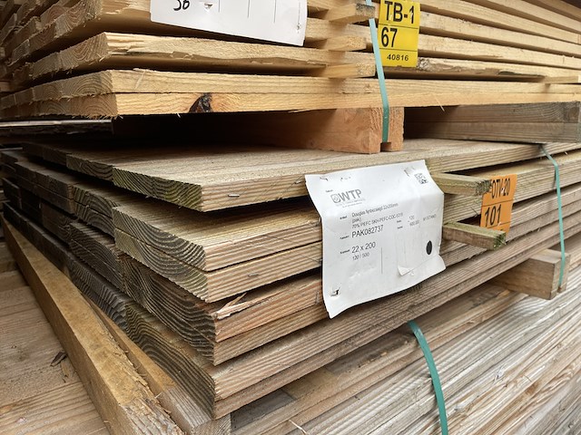 Ca. 34x douglas planken fijnbezaagd, 22x200mm, lengte 500cm - afbeelding 4 van  4
