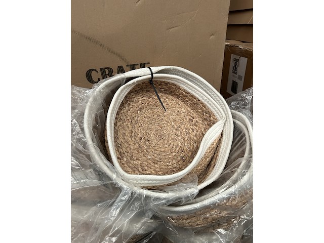 Ca. 34x set van 2 manden katoen diameter 30 en 33 cm crate & cargo - afbeelding 2 van  5