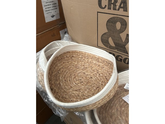 Ca. 34x set van 2 manden katoen diameter 30 en 33 cm crate & cargo - afbeelding 3 van  5