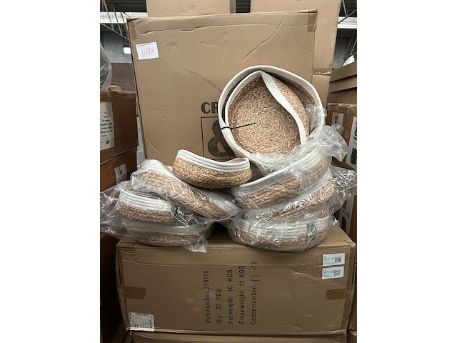 Ca. 34x set van 2 manden katoen diameter 30 en 33 cm crate & cargo - afbeelding 1 van  5