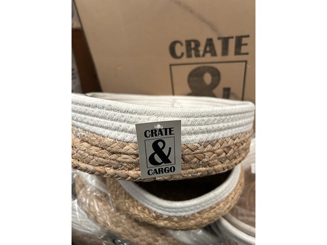 Ca. 34x set van 2 manden katoen diameter 30 en 33 cm crate & cargo - afbeelding 4 van  5