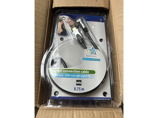 Ca. 35x kabel hdmi male - hdmi male right angled 19p, hq silver series - afbeelding 1 van  4