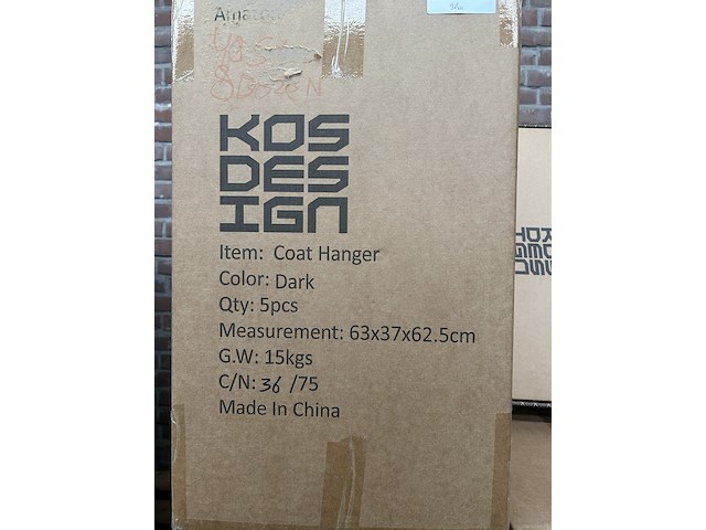 Ca. 36x design kledingrek, kapstok ca. 60x35x11, kos design - afbeelding 4 van  4