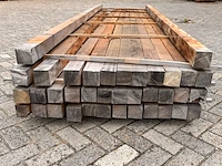 Ca. 37x mora hardhouten balken fijnbezaagd, 80x80mm, lengte 400cm - afbeelding 3 van  3