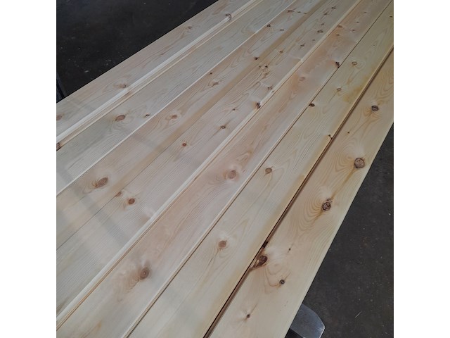 Ca. 38x grenen vloerdeel met mes en groef, 2,1 x 14,7 x 510 cm - afbeelding 4 van  7