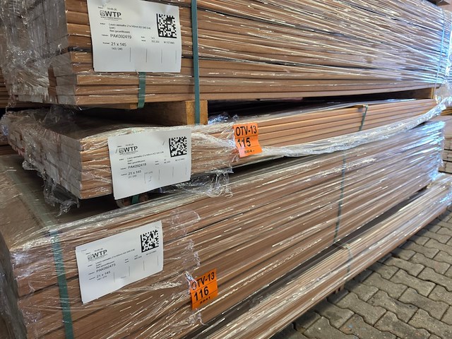 Ca. 38x louro vermehlo planken geschaafd, 21x145mm, lengte 21/245cm, 17/275cm - afbeelding 4 van  4