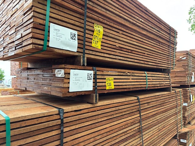 Ca. 39x guyana teak beschoeiingsplanken, 20x150mm, lengte 32/200cm, 7/250cm - afbeelding 4 van  4