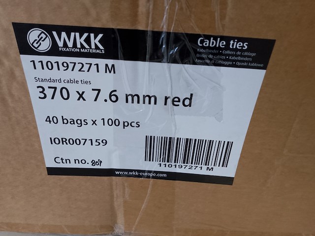 Ca. 4000x kabelbinder | 370x7.6 mm, wkk, rood - afbeelding 2 van  2